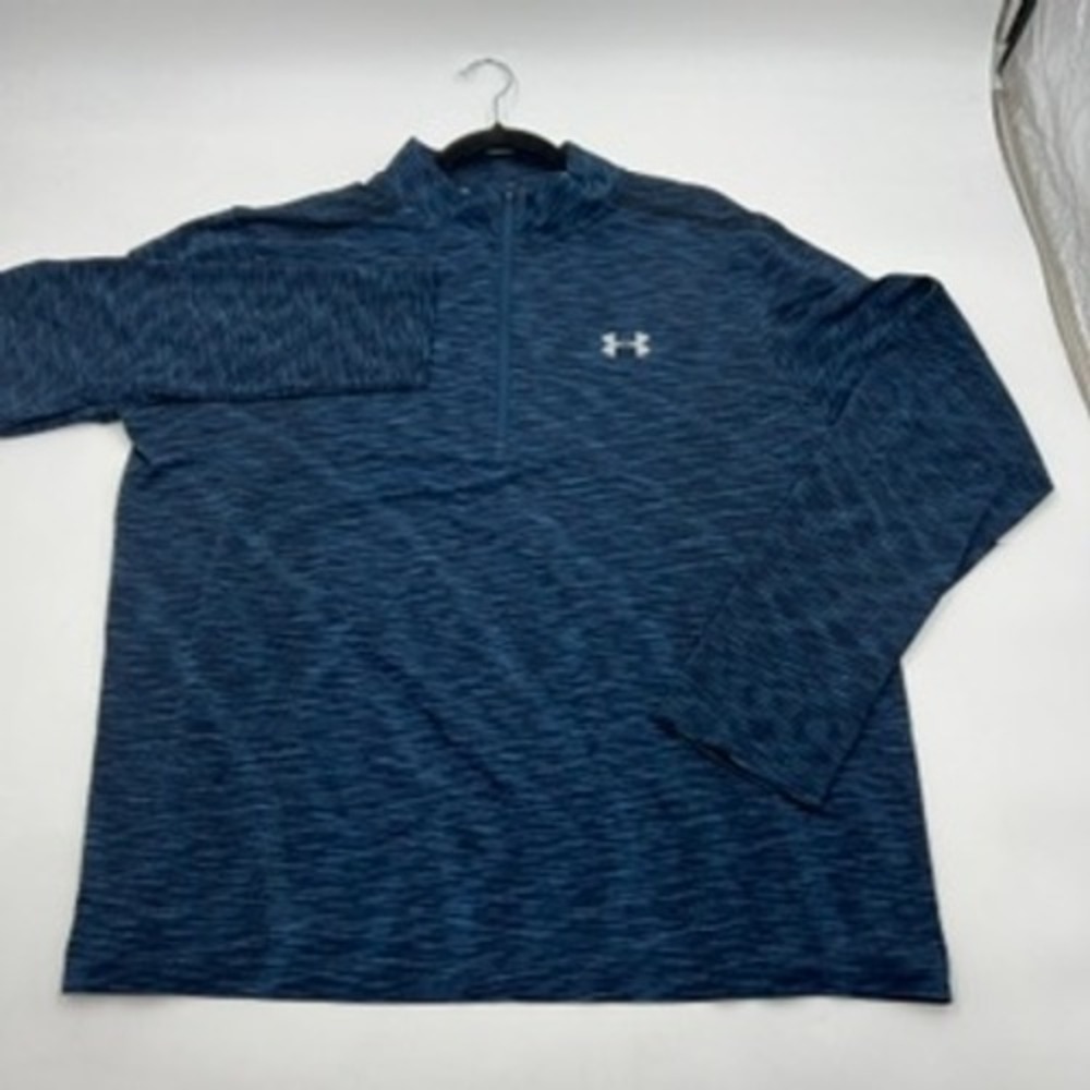 Under Armour Mens XXL HeatGear Blue Space Dye Quarter Zip Pullover Shirt